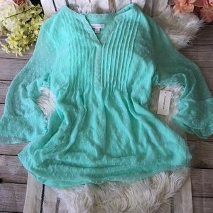 NWT SZ M CHARTER CLUB TURQUOISE BLOUSE